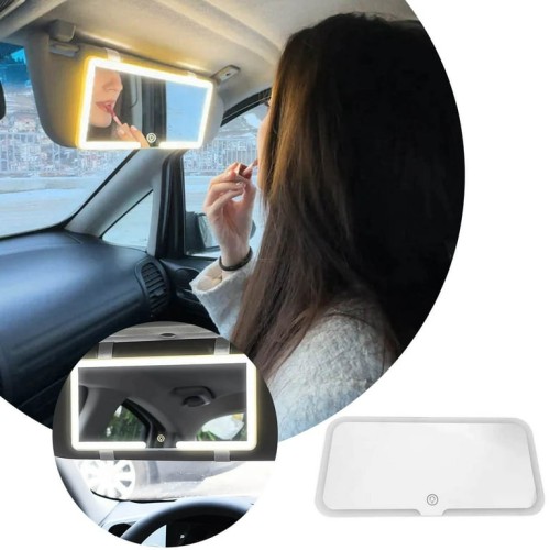 Car Vanity Makeup Mirror LED Light Rechargable