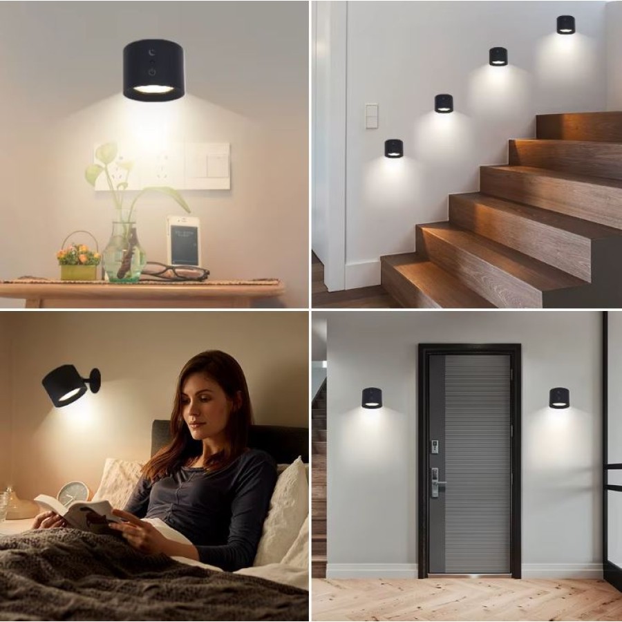 LED Wall Lamp with Remote Control, USB Rechargeable Night Light