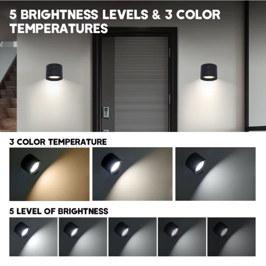 LED Wall Lamp with Remote Control, USB Rechargeable Night Light