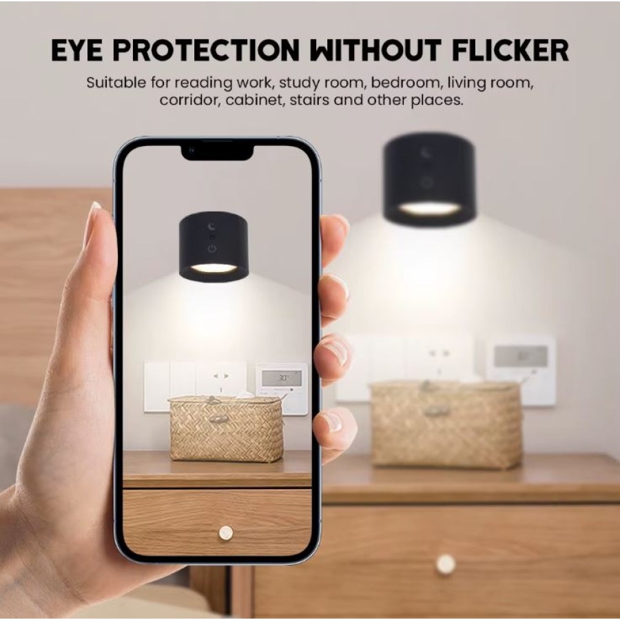 LED Wall Lamp with Remote Control, USB Rechargeable Night Light