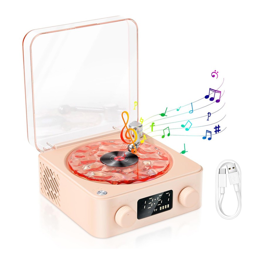 Wireless Wave Vinyl Record Player Bluetooth Speaker - Pink