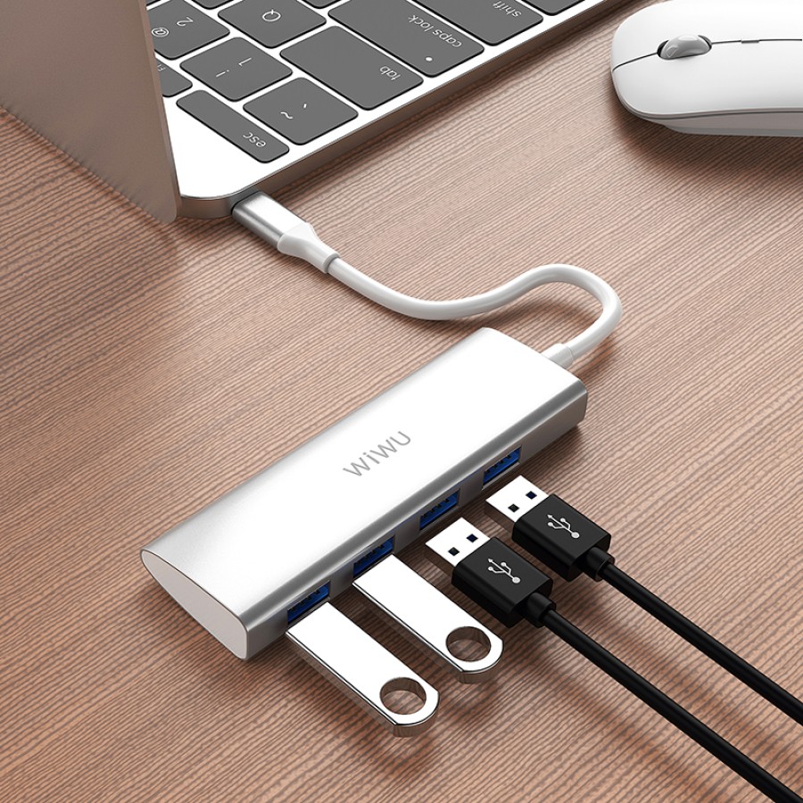 Wiwu Alpha 4 IN 1 USB-C Hub A440 - Gray