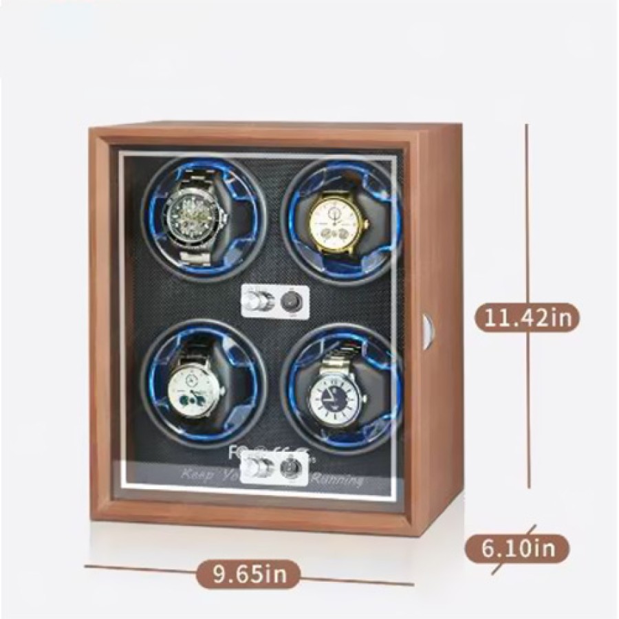 Wooden Watch Winder for Rolex & Luxury Watches – 4-Slot Box