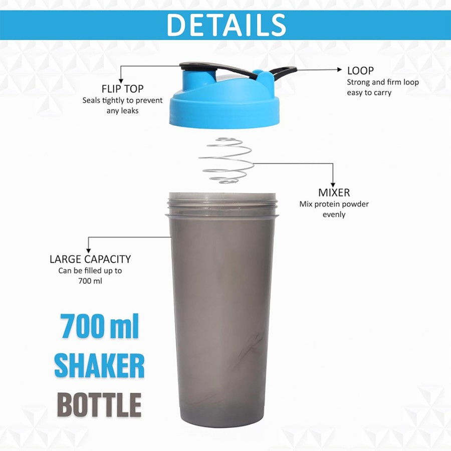 Woya Premium Protein Shaker Bottle 700ml - Blue