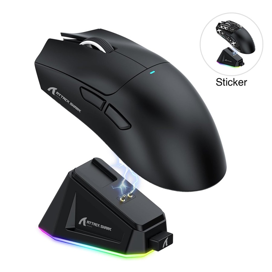 ATTACK SHARK X11 Gaming Mouse 22K DPI with Magnetic Charging Dock - Black