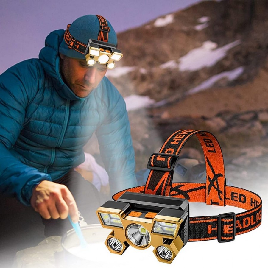 Camping Fishing Waterproof 5 LED Headlamp USB Rechargeable