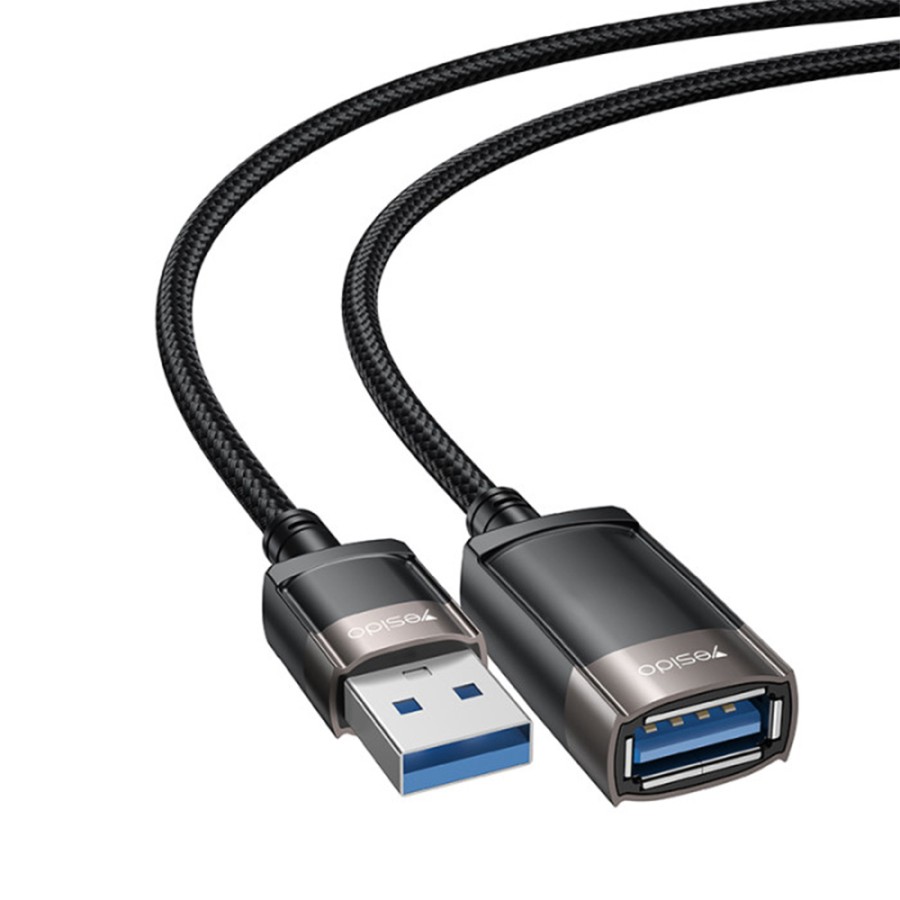 Yesido GS26 Aluminum Alloy USB Extension Cable – 1.5 Meter / USB – Black