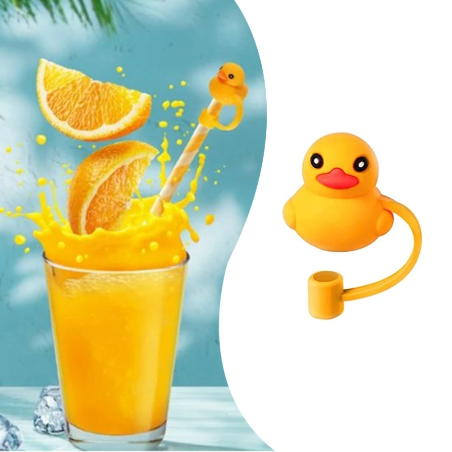 Cute Silicone Straw Tip Cover - yellow lemon Stanley 
