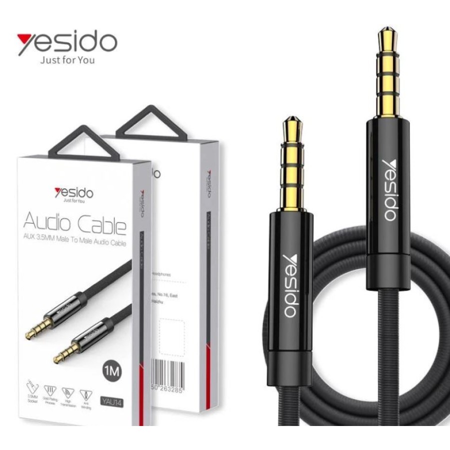 Yesido Audio Cable 3.5 Mm Male To Male Audio Cable (YAU14) Black 1M