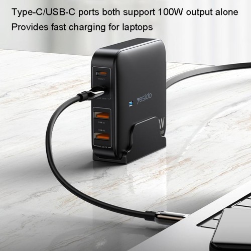 YESIDO YC41 100W GaN Desktop Charger Multi-Port Wall Charger