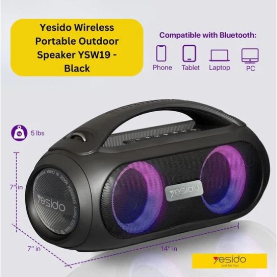 Yesido Wireless Portable Outdoor Speaker YSW19 - Black