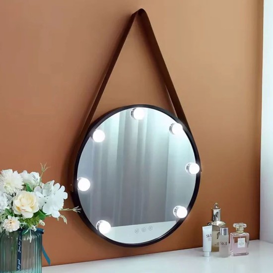 Wall Hang Framed LED Mirror with Strap Round