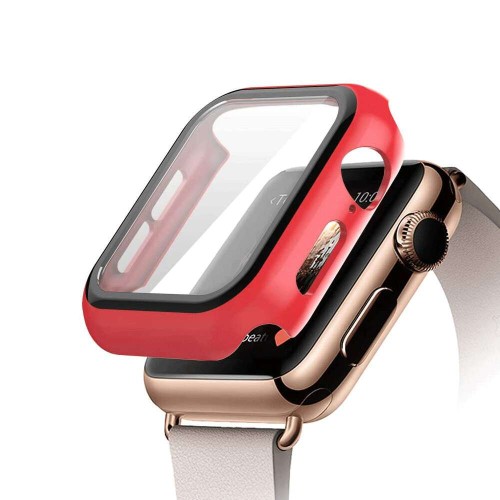 Apple Watch Tempered Glass + Case - Red (38to44mm)