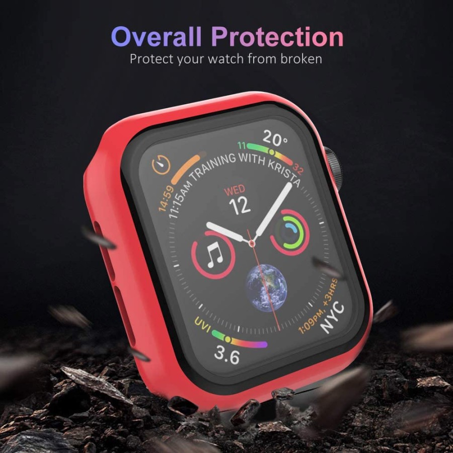 Apple Watch Tempered Glass + Case - Red (38to44mm)