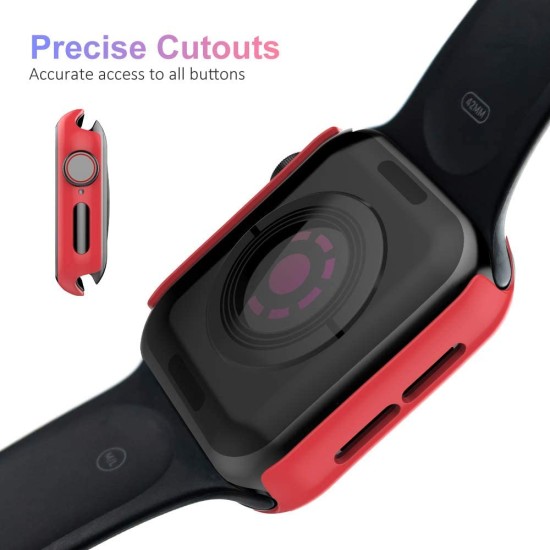 Apple Watch Tempered Glass + Case - Red (38to44mm)