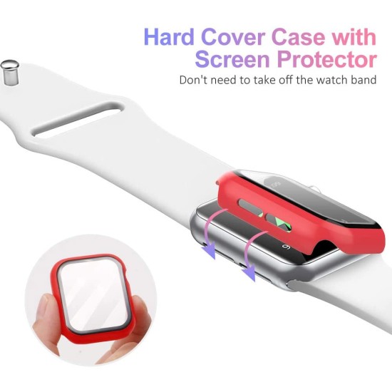 Apple Watch Tempered Glass + Case - Red (38to44mm)