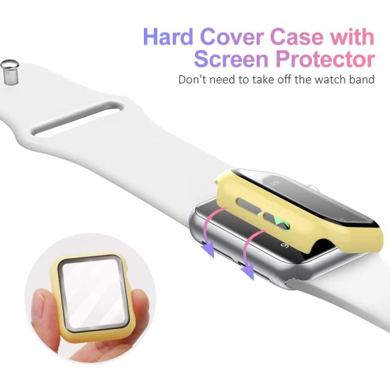 Apple Watch Tempered Glass + Case - Yellow (38to44mm)