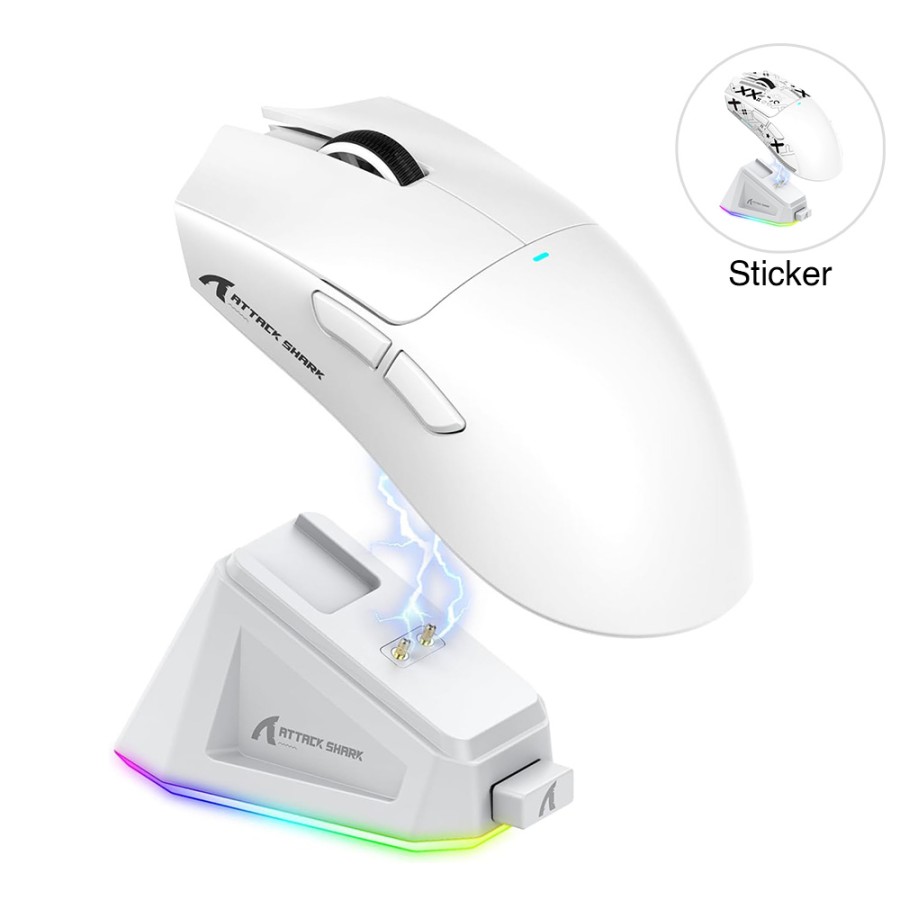 ATTACK SHARK X11 Gaming Mouse 22K DPI with Magnetic Charging Dock - White