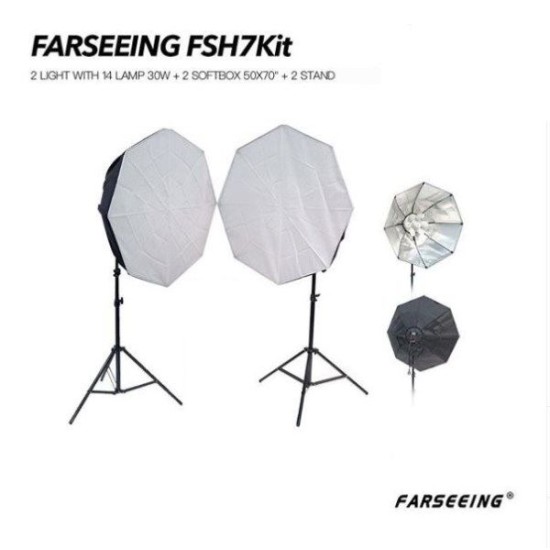 Farseeing FSH7KIT- 2 Light with14 Lamp 30W + 2 Soft 50X70" + 2 Stand & 1 Bag
