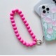 Round Beads Phone Holder Strap Keychain - Pink