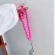 Round Beads Phone Holder Strap Keychain - Pink