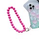 Round Beads Phone Holder Strap Keychain - Pink