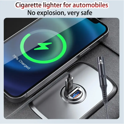 3 In 1 USB Cable With Vehicle Cigarette Lighter,