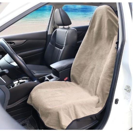 Waterproof Sweat Towel Car Seat Cover - Beige