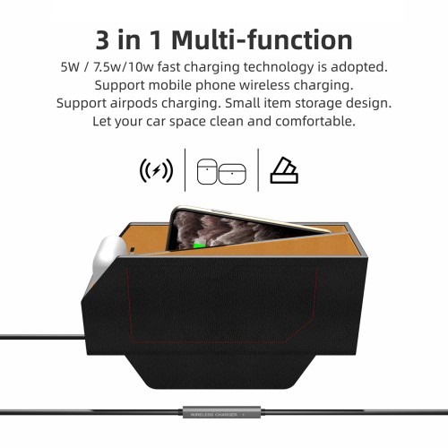 3IN1 Wireless Charging Car Storage Box