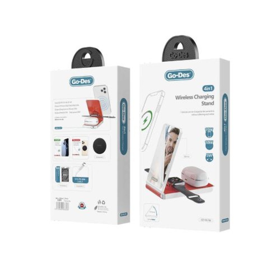 Go Des GD-WL766 Magnetic Wireless Fast Charging 4 in 1 Charging Station 30W