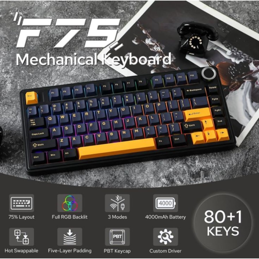 Deadskull DS-MK088PRO  Wireless/USB-C Wired Mechanical Keyboard with Knob Control (AR/EN)