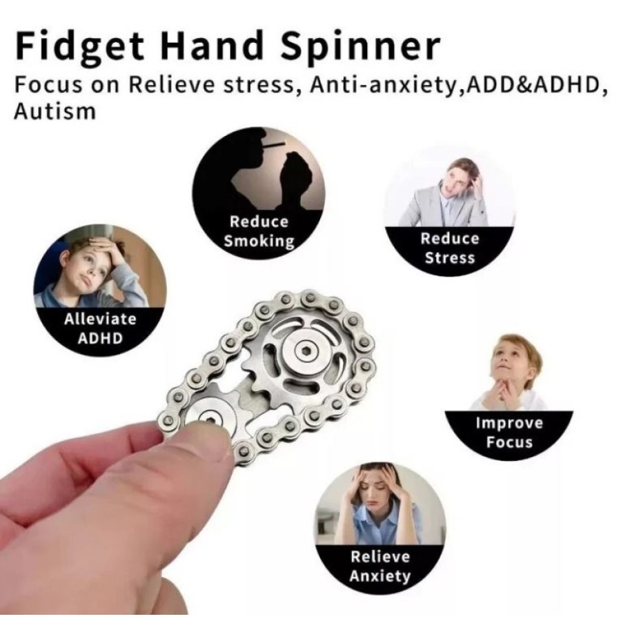 Metal Gear Fidget Spinner – Stress Relief Hand Chain Toy