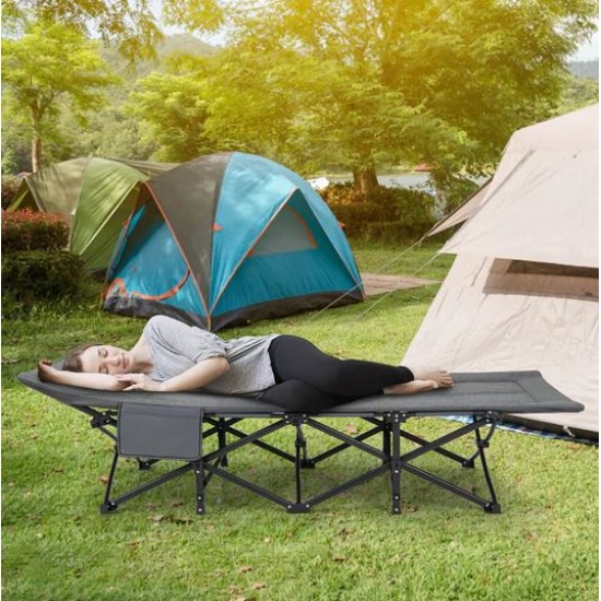 Folding Camping Cot with Built-in Padded Pillow