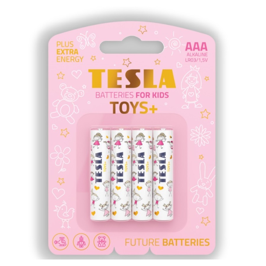 Tesla Toys+ Girls Blister Foil Battries  AAA - 4 Pieces