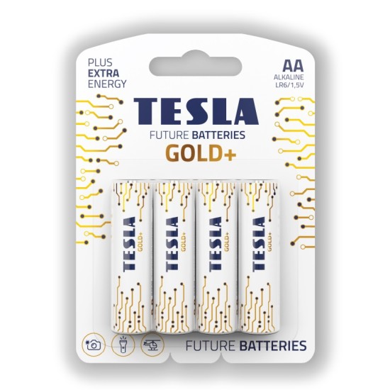 Tesla Gold Blister Foil Battries AA- 4 Pieces