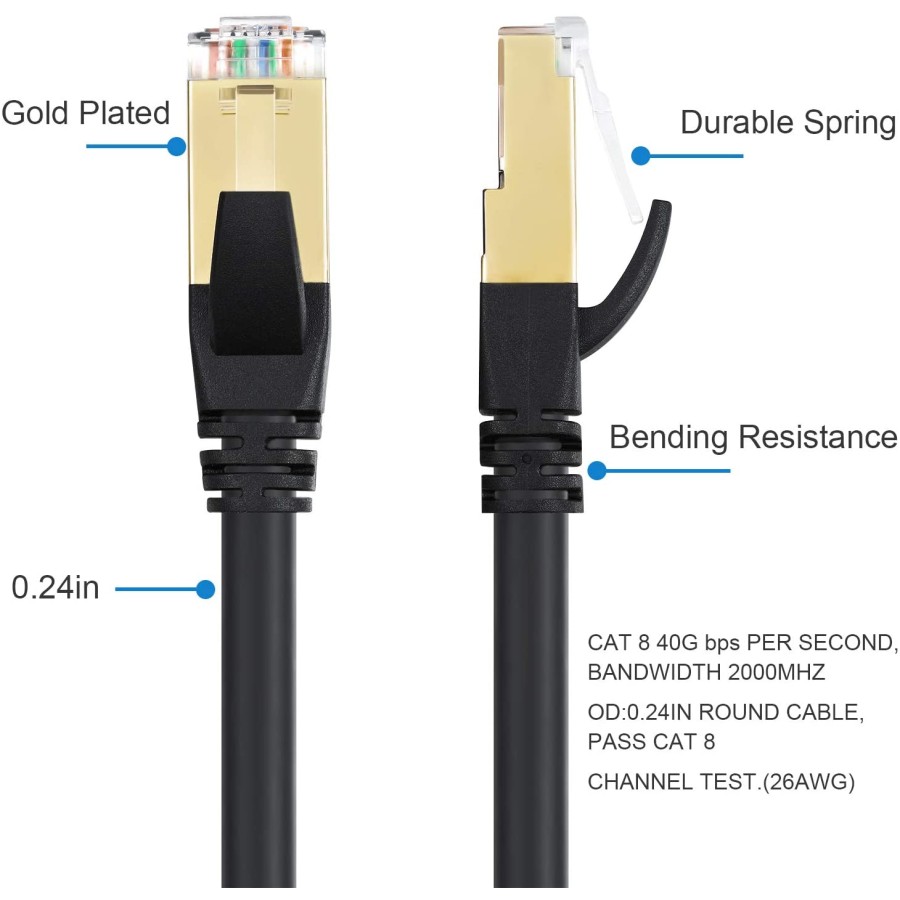 HAING High Quality Ethernet Cable Cat8 Network Cable - 1m