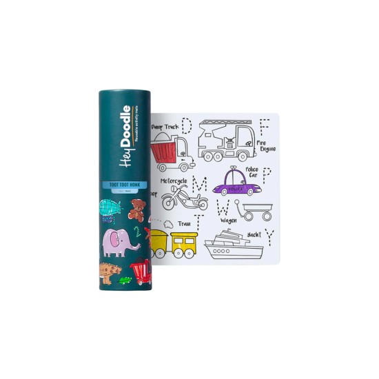 Hey Doddle ABC Trace Reusable Silicone Colouring Mini Mat- Toot Toot Honk