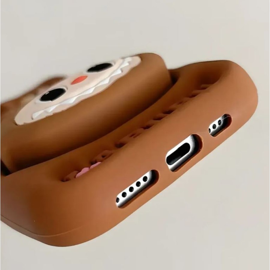 Labubu iPhone 16 Pro Case with Built-in Handle - Brown