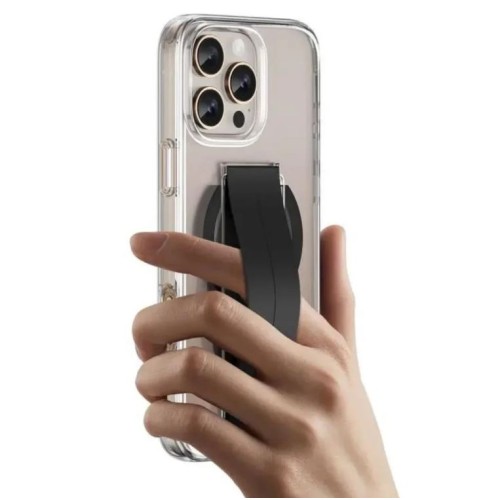 Kneephone Clear Case for iPhone 16 Pro / Pro Max with Built-in Kickstand - White