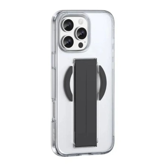 Kneephone Clear Case for iPhone 16 Pro / Pro Max with Built-in Kickstand - Black