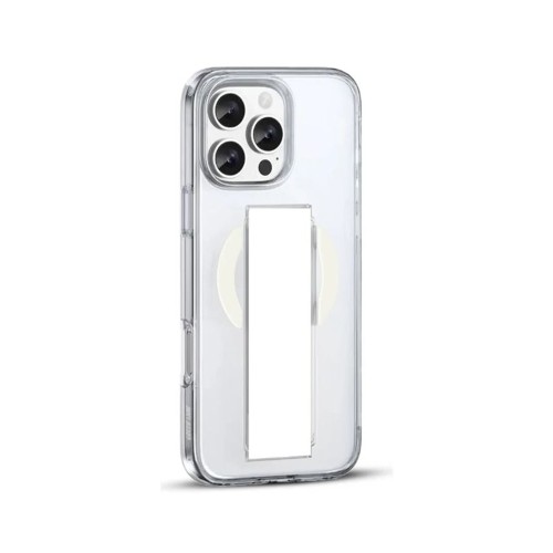 Kneephone Clear Case for iPhone 16 Pro / Pro Max with Built-in Kickstand - White