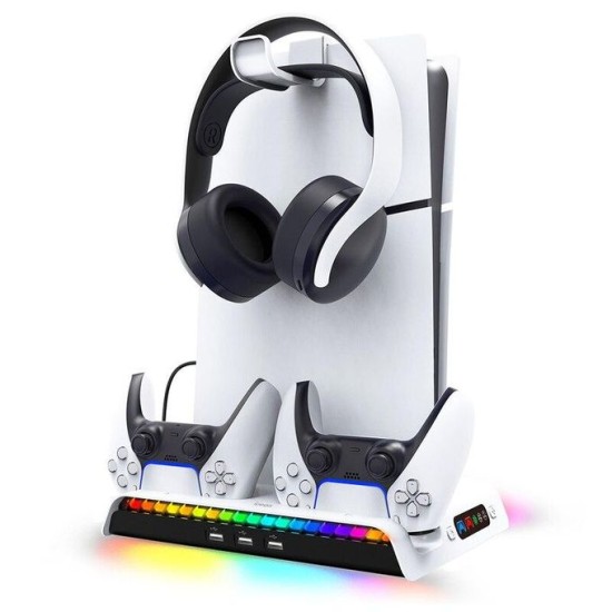 iPega PS5 RGB Cooling Station with Cooling Fan Dual Controller (For PS5 Slim)