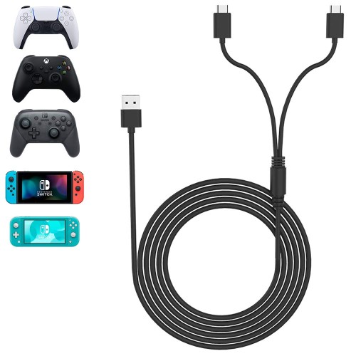 JYS 3M 2 in 1 USB-C Charging Cable for PS5 Xbox S.X Nintendo Switch