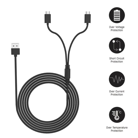 JYS 3M 2 in 1 USB-C Charging Cable for PS5 Xbox S.X Nintendo Switch