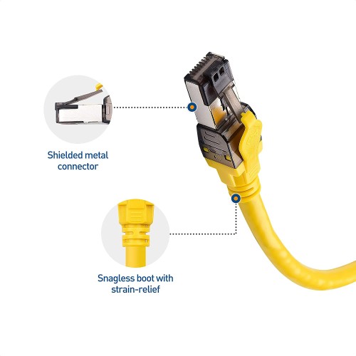 KUWES Cat8 High Speed Ethernet Cable up to 40Gbps - 3m - yellow