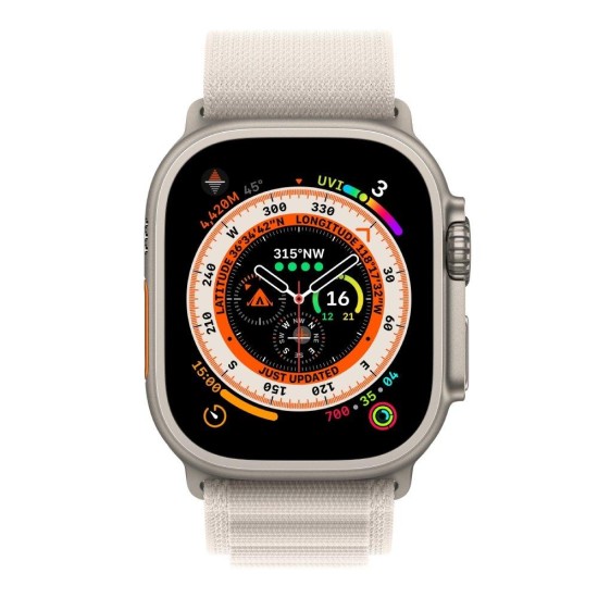 Apple Watch Ultra GPS + Cellular, 49mm Titanium Case with Starlight Alpine Loop - Large
