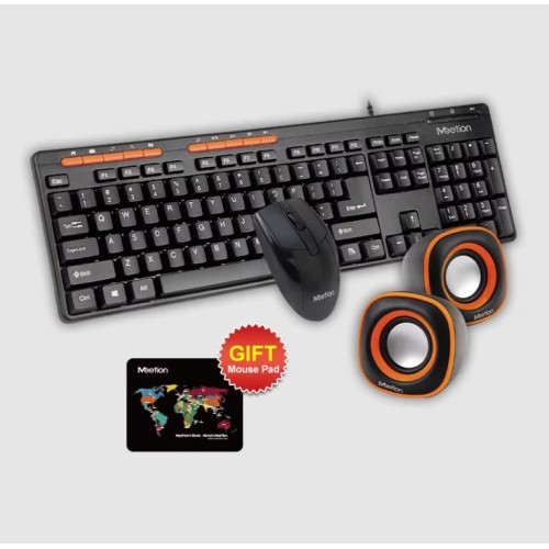 Meetion 3 in 1 Desktop USB Keyboard and Mouse and Speaker Combo Set