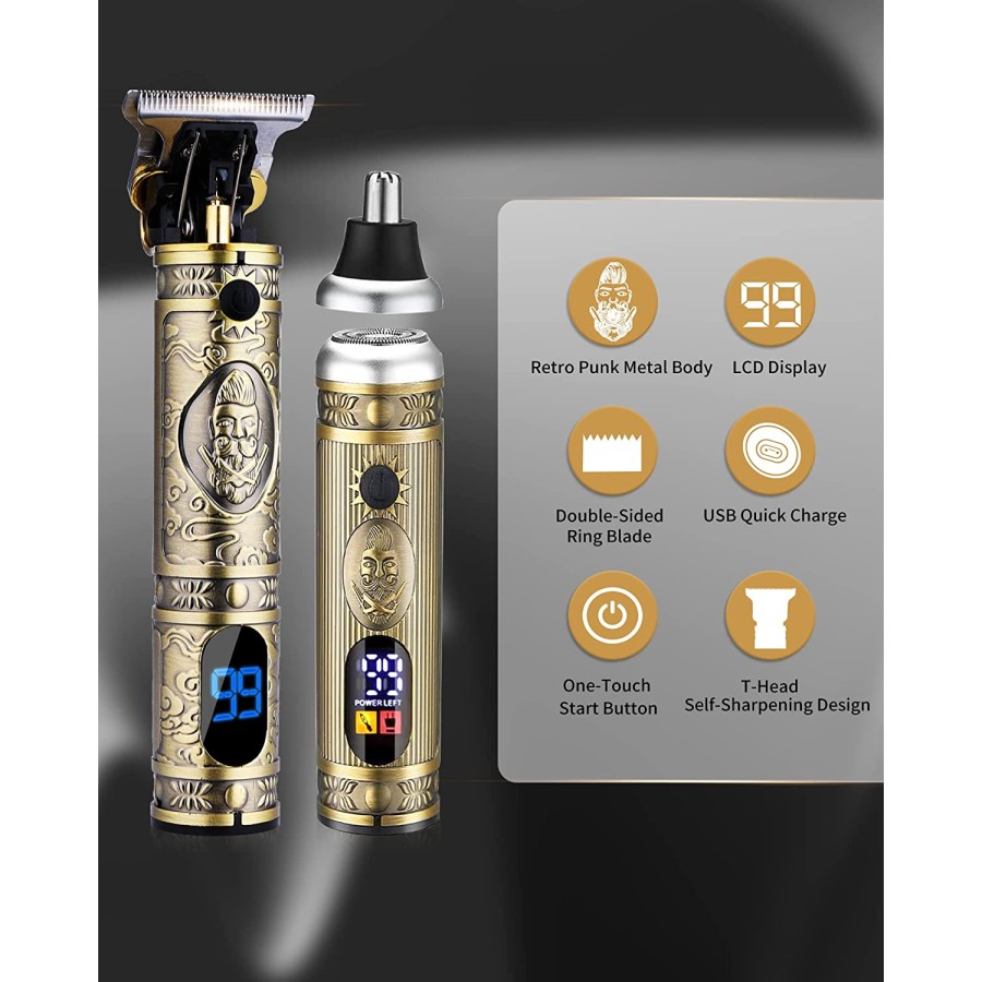 Professional Mens Grooming Kit (Hair Clipper + Nose Hair Trimmer)