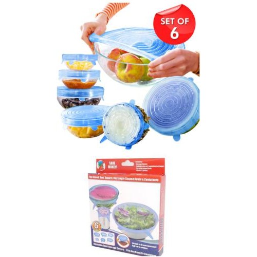 Super Stretch Silicone Lids 6 Pcs Set