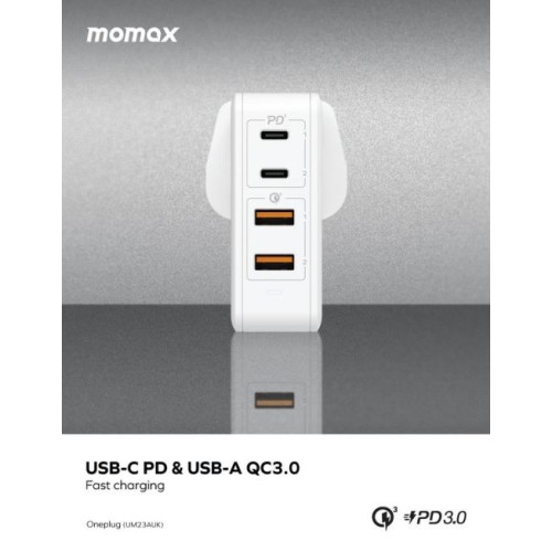 Momax ONEPLUG 100W 4-Port GaN Charger UM23AUK - White